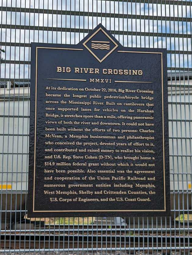 Big River Crossing dedication plaque