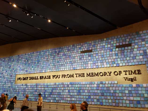 9/11 Museum wall, with each square corresponding with a life lost