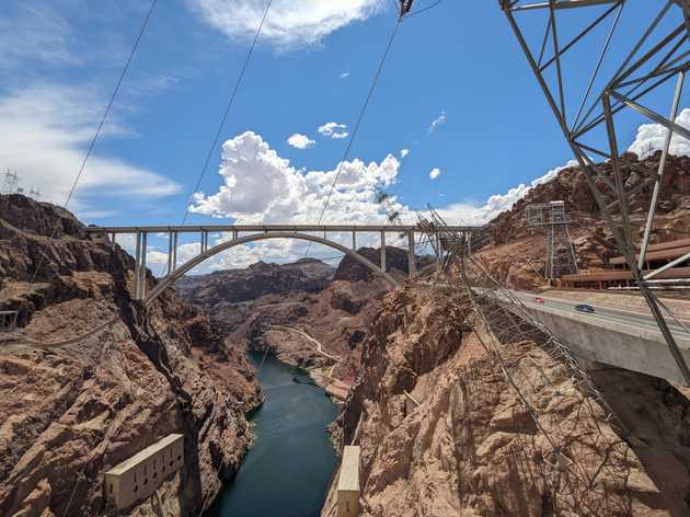 Bridge spanning the Colorado River, just below the Hoover Dam